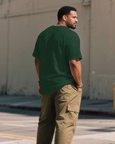 Men's Plus Size Green Chest Peak King Print Loose Round Neck Short Sleeve T-Shirt